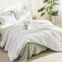 Litanika Oversized King Comforter Set White, 3 Pieces Lightweight Solid Bedding Comforter Set, All Season Fluffy Bed Set (120x98In Comforter & 2 Pillowcases)