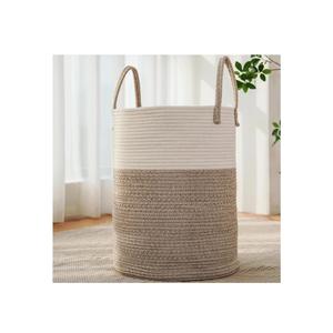 JMvicyroam Large Woven Laundry Basket Hamper,60L Cotton Rope Storage Bin for Blankets,Toys and Clothes,Decorative Tall Nursery Hamper for Living Room,Baby Nursery,Bathroom and Bedroom,Brown