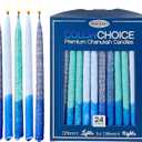 Dripless Hanukkah Candles Rite Lite | Blue & Teal Frosted Chanukah Bulk Colorchoice 24 Pack | Standard Size Menorah Premium Quality Wax Jewish Holiday Party Gifts Decorations