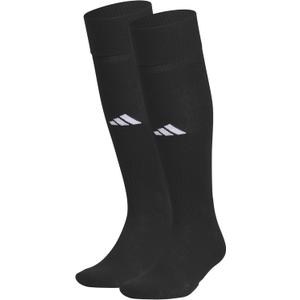 adidas Unisex Rivalry Soccer Socks (2 Pairs) Over-the-Calf (Black, L)