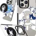 Lotadilo for iPhone 14 Pro Case for Women - Girls Kawaii Design Compatible with Magsafe Magnetic Ring Holder Stand White Cat Phone Covers Aesthetic Girly TPU Funda for 14 Pro