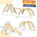 Pikler Triangle Set, 7 in 1 Foldable Climbing Toys Set for Kids, Baby Jungle Gym with Ramp & Arch,Wooden Montessori Climbing Set Indoor for Toddler (Natural)