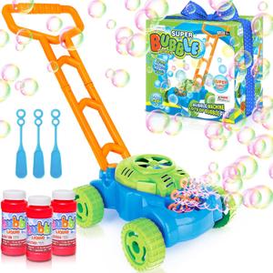 ArtCreativity Bubble Lawn Mower for Toddlers 1-3, Kids Bubble Machine for 1 Year Old Boy Gifts, Bubbles Blowing Push Toys for Kids, Summer Outdoor Gardening Toys for Birthday Gifts Boys & Girls (Blue)