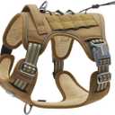 Auroth Tactical Dog Harness for Small Medium Dogs No Pull Adjustable Pet Harness Reflective K9 Working Training Easy Control Pet Vest Military Service Dog Harnesses Army Yellow L
