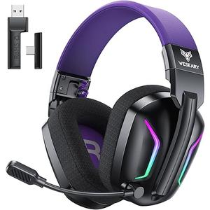 WESEARY Wireless Gaming Headset for PS5, PS4, PC, Switch & Mac, 20ms Ultra-Low Latency, 2.4GHz USB & Bluetooth 5.4 Gaming Headphones with Mic, 50H Battery Life, 3D Spatial Audio, Aurora Purple