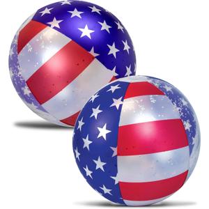 POZA Inflatable USA Pool Float - Luxurious Fun Lounger Filled with Sparkle Silver Stars Confetti, Cool USA Flag Design Water Swimming Pool Floaties for Beach, Lake & Pool (USA 2 Balls)