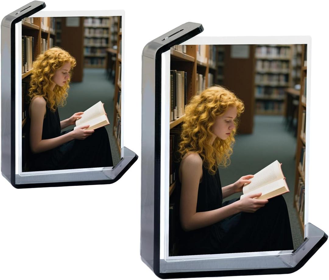 4x6inch 2 Pack Acrylic Picture Frames L Shaped Floating FrameDouble Sided Frames Artistic Modern picture Frame. (Grey, 4X6)