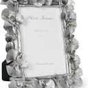 Cuspin 4x6 Silver Picture Frame, Vintage Silver Ornate Leaf Textured Hand-Crafted Resin with Glass Front Antique Photo Frame for Tabletop Display, Retro Design Home Decor