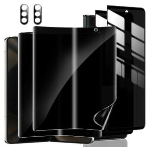 2 Privacy Tempered Glass Front Screen Protector for Samsung Galaxy Z fold 7+ 2 Privacy Inner Soft Film Protector+ 2 Camera Lens Protector+ 2 Side Film [Scratch Resistant] [Bubble Free]