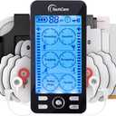 TechCare TENS EMS Muscle Stimulator  Dual Channel Rechargeable Unit with 24 Modes & 20 Intensity Levels for Pain Relief, Back & Sciatica Therapy, Muscle Recovery & Massage (Black)
