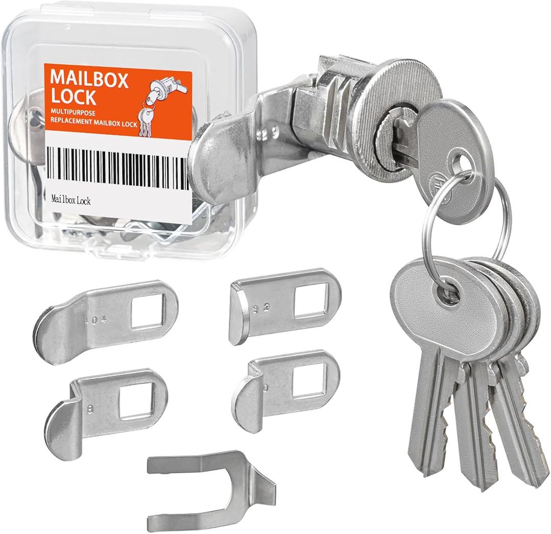 Mailbox Lock Replacement with 4 Keys - Multipurpose Mail Box Locks Compatible with Almost All Brands - Universal Lock Pick Set - File Cabinet Lock - Durable and Secure