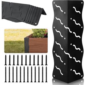 Set of 8 Raised Garden Bed Corner Brackets with Wood Screws, Rust Resistant Metal Connectors 11" x 3" x 3" for 20"-24" Beds, Raised Bed Corners for Vegetable Planter Garden Matte Black