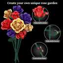4 x Rose Bouquet Flowers Building Set, 501Pcs Red Purple Golden Roses Artificial Flowers Botanical Collection Compatible with Lego Flowers Home Office Table Decor Gifts for Her/Mom/Girlfriend/Wife/Couple