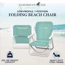 CARIBBEAN JOE Folding Beach Chair, 1 Position Lightweight and Portable Foldable Outdoor Camping Accessories with Carry Strap (Mint, 225lbs Capacity)