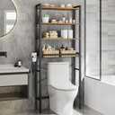 VASAGLE Over the Toilet Storage, Over Toilet Bathroom Organizer with Adjustable Shelves and Basket, 3 Hooks, Space Saving, 9.4 x 23.6 x 68.1 Inches, Rustic Brown UBTS114KD01S