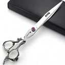 6/7/7.5/8/9 inch scissors silver professional hairdresser hair cut and trim diluted sharp 440C steel (7 inch flat shear-A)