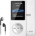 MP3 Player with Bluetooth 5.0, 1.8 inch Screen Portable Music Player with HD Speaker, HiFi Music Supports FM Radio, Voice Recorder, Supports Expanded Up to 128GB(White, 32GB)