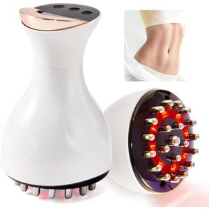 Lymphatic Drainage Massager & Anti Cellulite Massage Tool, for Legs, Arms & Belly, Body,Helps Reduce Stretch Marks & Cellulite,with Microcurrent, Light Heat & Vibration (White)
