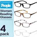 Gaoye +1.25 Multi Pack Reading Glasses - Blue Light Blocking Lenses, TR90 Frames, UV400 - Eyeglasses with Clear Vision (*Black + Bright Leopard + Leopard + Clear)