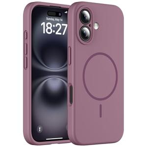 EXZLLEN Magnetic for iPhone 16 Case, Compatible with MagSafe, Full Camera Protection, Military-Grade Protection 3.0mm Thicken Silicone Phone Cover for 16 6.1", Lilac Purple