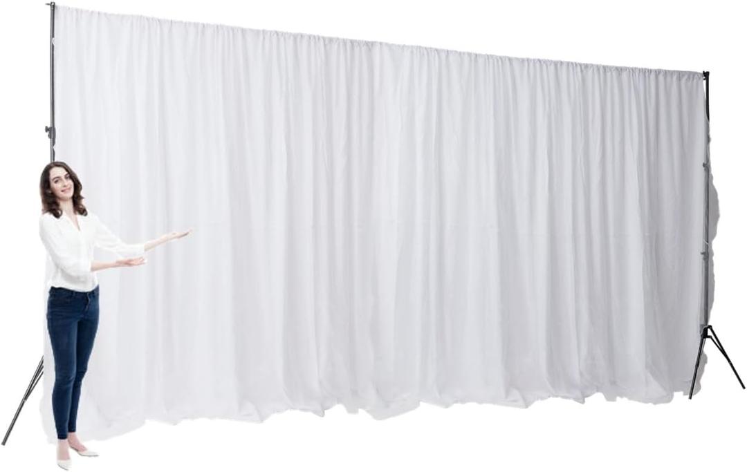 Two Layers Backdrop Made with One Piece Chiffon Tulle & Polyester. Use as Extra Wide Semi-Blackout Curtains, Stage Curtains or Garage Divider Curtain. White, 20x10FT (240"W x 120"L (Pack of 1))