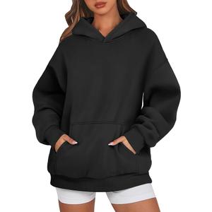 Oversized Sweatshirt for Women Hoodies Fleece Fall Fashion Outfits Workout Sweatshirts Hoodies for Teen Girls 2XL Black