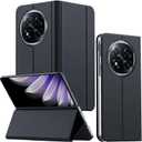 for Oppo Find N5 Flip Case, Classic PU Leather Flip Cover [Magnetic Closure] [Camera Protector] [Hinge Protection] Hard PC Bumper Slim Full Coverage Stand Flip Case for Oppo Find N5 Black