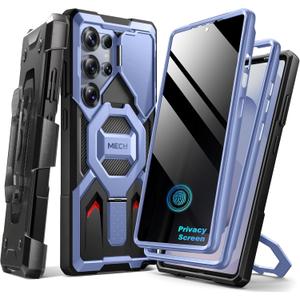 TONGATE Magnetic Stand for Samsung Galaxy S25 Ultra Case with Privacy Screen Protector, [Compatible with Magsafe] [Military Drop Protection] S25 Ultra Case with Camera Cover & Belt Clip, Blue Privacy