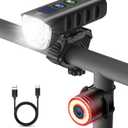 Front Bike Light or Front Headlight & Back Taillight Set, 2000 Lumens Super Bright Road Mountain Ebike Lights, Rechargeable & 6400mAh Ultra-Long Battery Life, 13 Lighting Modes