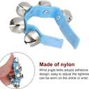 PATIKIL 2pcs Wrist Bells, Jingle Bells Ankle Bells Hand Bells Wrist Bells Bracelet Percussion Instruments Musical Rhythm Band with 5 Silvery Bells for Party Christmas, Blue