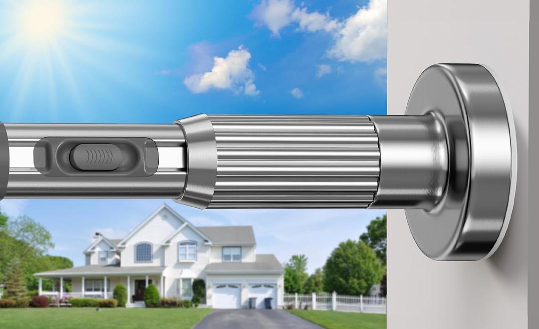 MEXAU Silver Tension Curtain Rods for Windows 41-118 Inches Heavy Duty Tension Rod Adjustable Curtain Rods No Drilling for Bathroom Living Room Outdoor Patio Hold Up Blackout Curtains and Non Slip