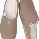 Garonne Women's V-neck Slippers with Memory Foam, Ladies' Slip-on House Shoes for Bedroom Indoor/Outdoor, Wheat 9-10