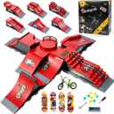 CS COSDDI Finger Skateboard Park Kit, 6 in 1 Skate Park Set with 1 Fingerbike, 4 Fingerboards& 6 Ramps, Mini Skateboard Toys, Trick Practice Finger Skill for Kids & Adults, Fidget Toy Gift