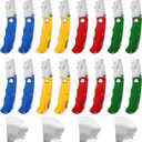 16Pcs Folding Utility Knife with 40Pcs Replacement Blades, Retractable Box Cutter Knife Heavy Duty Work Knife for Cardboard, Boxes and Cartons