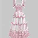 Floerns Women's Boho Floral Tie Shoulder Dress Straps Sleeveless Ruffle Hem Flowy Summer Vacation Midi Dresses (Pink, M)