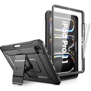 SUPCASE for iPad Pro 11 Inch Case M5/M4 (2025/2024) with Pencil Holder (Unicorn Beetle Pro), [Built-in Screen Protector & Stand] Full-Body Rugged Cover for iPad Pro 11'' 6th/5th Gen, Black | M4 2024, 5th Generation, with Pencil Holder, Stand, Full-Body