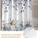 Thanksgiving Blue Pumpkins Fabric Shower Curtain, Autumn Watercolor Leaf Decorations Funny Shower Curtains for Bathroom Set with Hooks, Waterproof & Washable Bath Curtains Fall Decor 72x72 inch