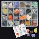 Rock & Mineral Collection Kit for Adults and Kids Natural Rocks for Tumbling Polishing Gemstone Raw Crystals Rough Stones for Wicca & Reiki (24Pcs)