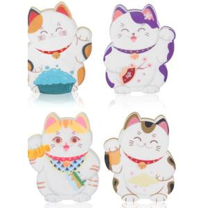 4 Pieces Cat Kitchen Sponges Lucky Cat Design Sponges Fun Non-Scratch Scrub for Washing Dishes Pots Pans and Household Cleaning Supplies for Kitchen Dishes Furniture Gifts