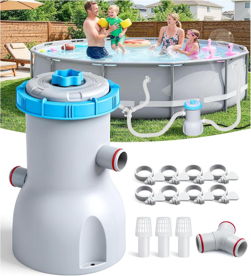 LuxBlue 800 GPH Above Ground Pool Filter Pump, Energy-Saving Pool Cartridge Filter Pump | Dual Action: Accelerate Water Flow & Capture Debris Quickly - Improve Water Clarity | Easy to Setup & Maintain