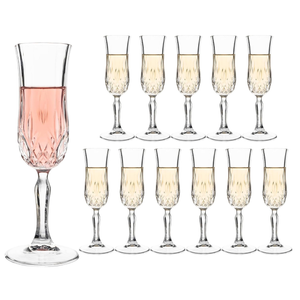 UMEIED Engraved Champagne Flutes, Set of 124.16 oz Elegant Etched Glass Coupe Glasses for Wedding, Anniversary, Bridal Shower & Parties