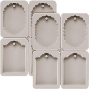 Patelai 2 Pcs Silicone Wax Melt Molds Silicone Resin Keychain and Epoxy Casting Jewelry Making Molds with Hanging Holes for DIY Jewelry Handicrafts Making(Oval Style)
