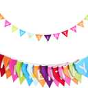 GCQQ Happy Birthday Banner 3.5M/11.5FT Cotton Double Layer Fabric Bunting 14PCS Reusable Rainbow Birthday Party Triangle Flag Pennant Garlands for Boys Girls Kids & Adults Birthday Decorations