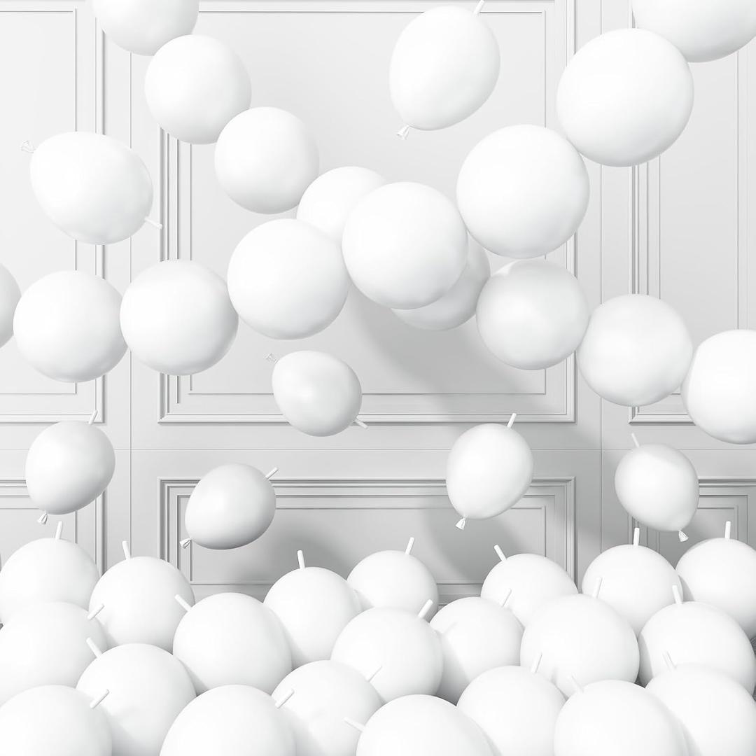 White Link Balloons,120Pcs 6Inch White Latex Linking Balloons for Birthday Baby Shower Wedding Anniversary Party Decorations