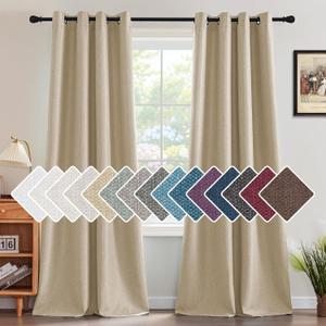 H.VERSAILTEX Linen Blackout Curtain 108 Inches Long for Bedroom/Living Room Thermal Insulated Grommet Linen Look Curtain Drapes Primitive Textured Burlap Effect Window Drapes 1 Panel - Heather Beige