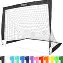 GoSports Team Tone 6 ft x 4 ft Portable Soccer Goal for Kids - Pop Up Net for Backyard - Black