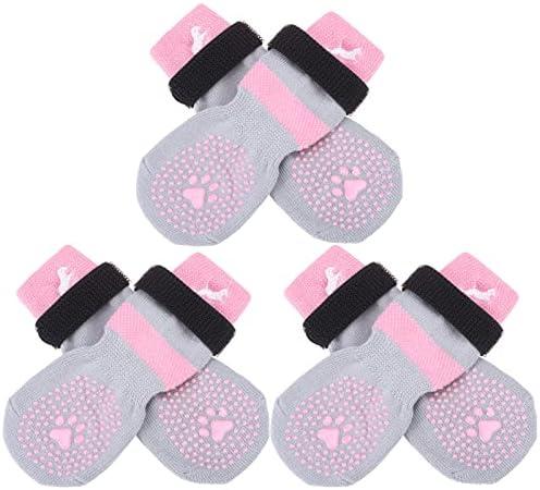 EXPAWLORER Anti Slip Dog Socks to Prevent Licking Paws,Winter Dog Boots & Paw Protectors,Dog Booties for Hardwood Floors with Grippers,Dog Shoes for Hot/Cold Pavement Dog M