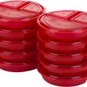 GoodCook BPA Free Meal Prep Round 3-Comparment Container, Set of 10  Microwave & Dishwasher-Safe Food Organizers, Food Storage Set with Snap Shut Lids, Meal Prep Kitchen Containers (Red)