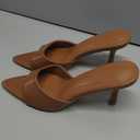 High Heel Mules for Women Slip On Open Pointed Toe Classy Patent Leather Stiletto Pumps Formal Slingback Mule Sandals Dress Walking Shoes (7.5, Coffee)