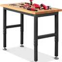 ENJOYWOOD Work Bench for Garage Workbench Adjustable Height Work Table for Shop Woodworking, 41 x 20 Heavy Duty Rubber Wood Top for Office, Home, Commercial